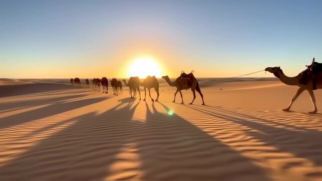 camels in the desert