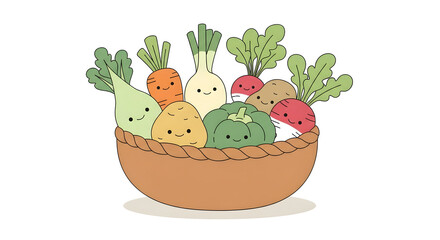 Healthy Vegetable Bowl Flat Illustration