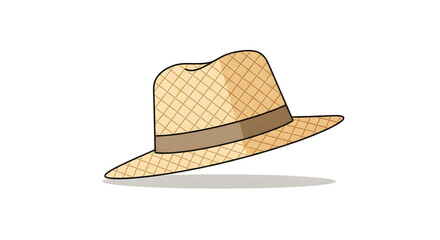 Straw Summer Hat Flat Illustration