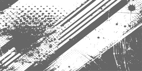 Vintage black and white abstract grunge background featuring a floral paint splash design with a dirty ink texture and a grungy paper border illustration