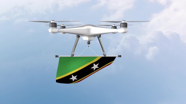 Saint Kitts and Nevis Flag Hoisting Using A Drone