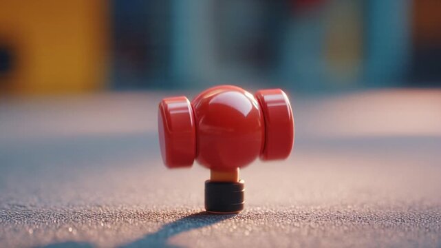 Red Fire Hydrant Valve on Ground Surface with Blurred Background