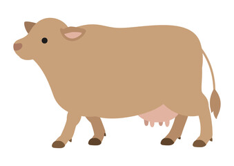 ジャージー牛 横向きに歩くポーズのかわいいベクターイラスト