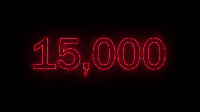 15K Neon Number Animation &ndash; Bright Glowing Numeric Text with Alpha Channel (4K)