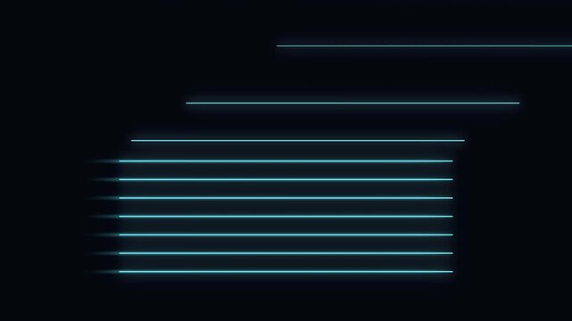 A minimalist design featuring dynamic blue lines creating an abstract wave pattern on a dark background