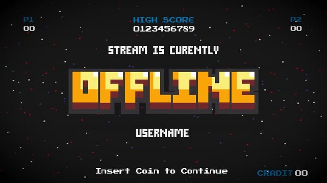 Stream is currently offline motion text animation with pixel art.