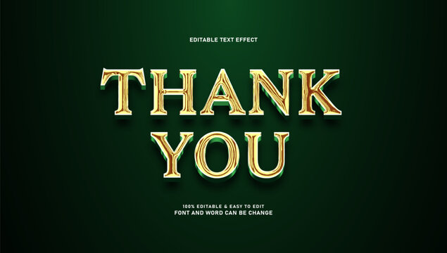 Luxury Gold and Green 3D "Thank You" Editable Text Effect