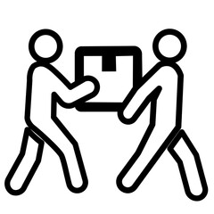 men lifting box together