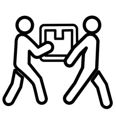 men moving a box together