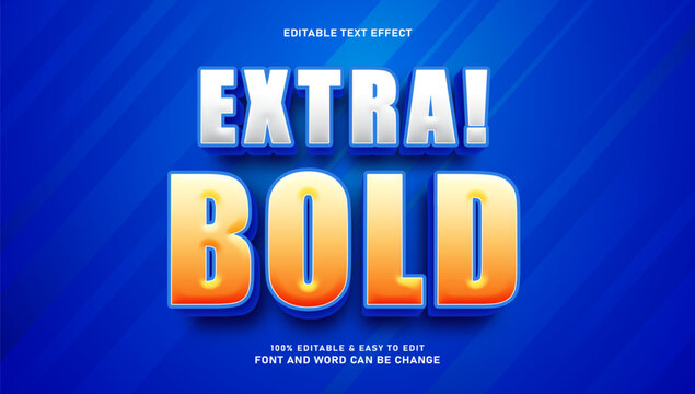 Extra Bold 3D Editable Text Effect with Orange and White Gradient on Blue Background