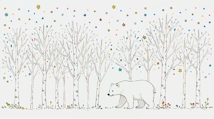 森を歩く白くま