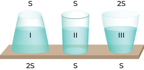 Hydrostatic Pressure and Surface Area in Different Liquid Containers © Ashikul