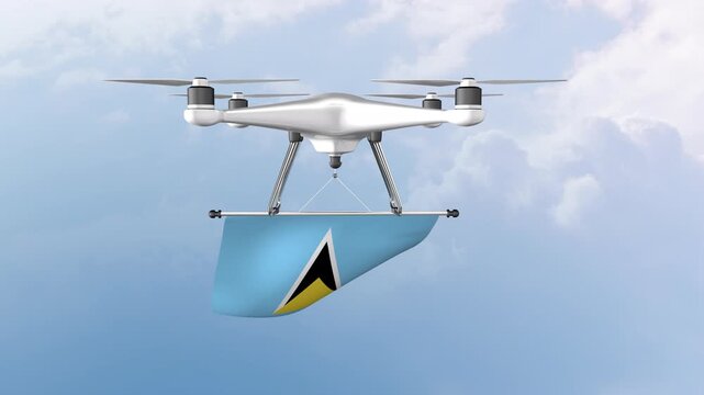 Saint Lucia Flag Hoisting Using A Drone
