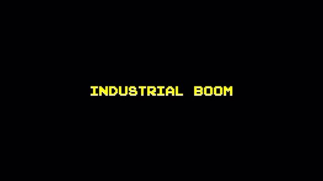 8 Bit Text Animation INDUSTRIAL BOOM Retro Pixelated Title Sequence Glitch Display Loop 4k video animation seamless loop