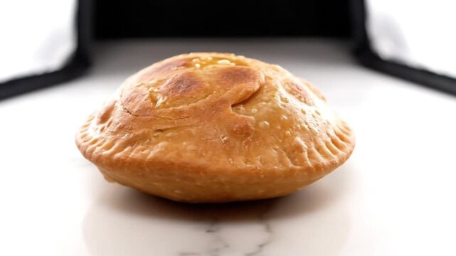 Delicious Puran poli sweet pastry on a clean white marble background
