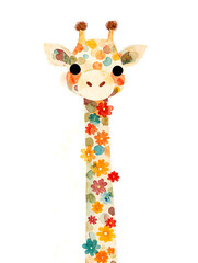 キリンの水彩イラスト