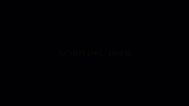 8 Bit Pixel Text "Scouting Area" Screen Message Retro Gaming Motion Graphic 4k video animation seamless loop