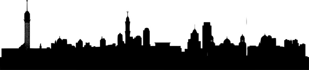 Obraz premium Cairo city skyline silhouette with the cairo tower and nile river buildings