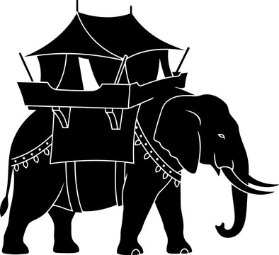 Ceremonial elephant silhouette with traditional howdah carriage