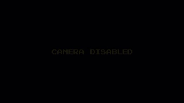 8 Bit Pixelated Text "CAMERA DISABLED" Error Message Retro Arcade Motion Graphic 4k video animation seamless loop