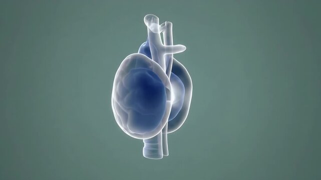 3D Render of a Human Thyroid Gland Anatomy with Trachea and Larynx on a Green Background