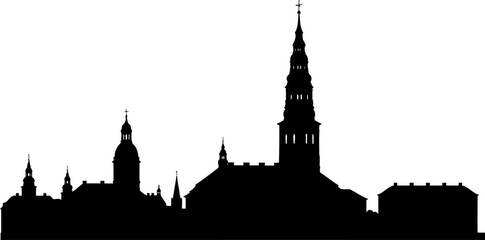 Fototapeta premium European skyline silhouette with a tall cathedral spire