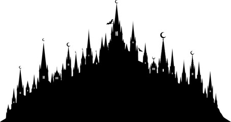 Fototapeta premium Gothic castle looming in a spooky fantasy landscape