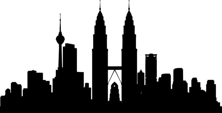 Kuala lumpur skyline silhouette with the petronas twin towers