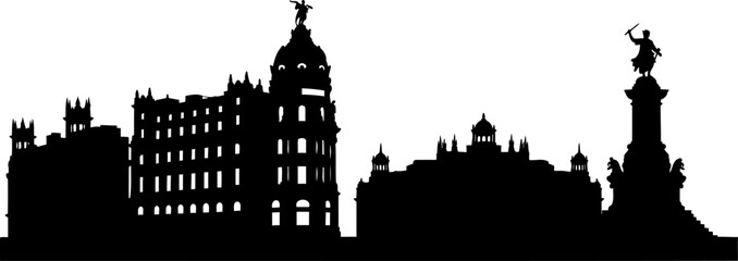 Obraz premium Madrid skyline displaying historic architecture and monuments