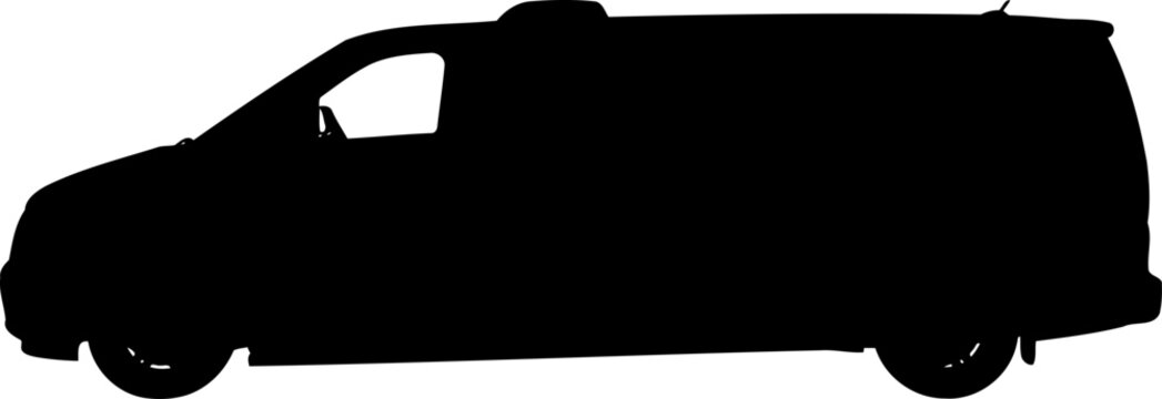 Modern delivery van silhouette for commercial transport and logistics
