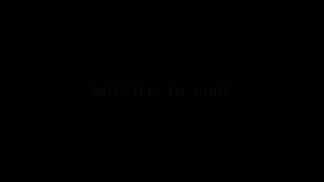 Retro 8 Bit Text Screen Animation "WHISTLE TO LURE" in Yellow Pixelated Arcade Font 4k video animation seamless loop