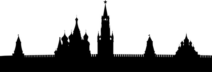 Fototapeta premium Moscow kremlin and saint basils cathedral skyline silhouette