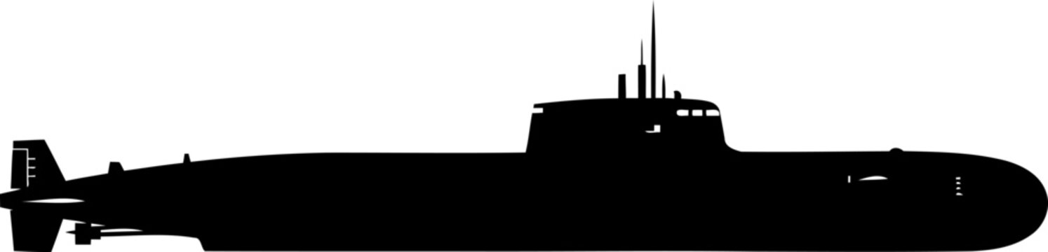 Naval submarine silhouette showing the conning tower and sleek hull design