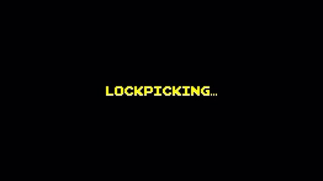8 Bit Text Title Animation Lockpicking Reveal. Retro Gaming Pixel Art Intro Sequence 4k video animation seamless loop