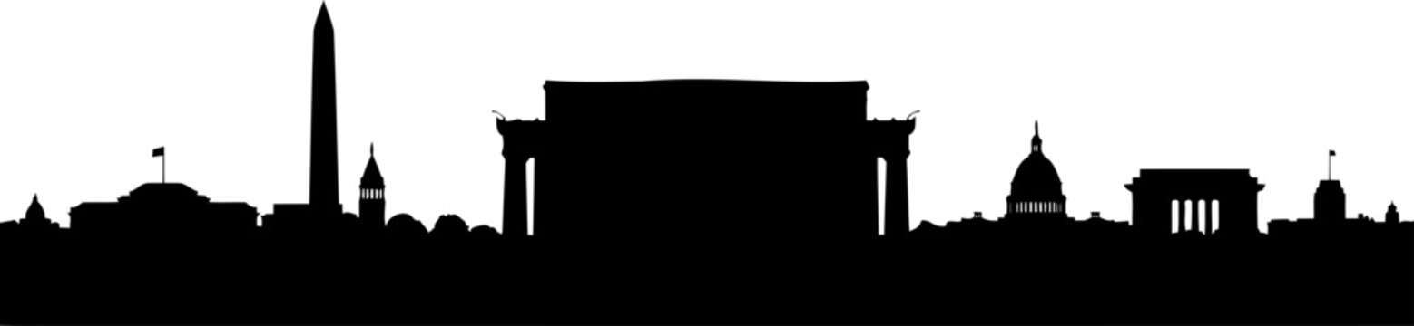 Washington dc landmarks lining the national mall horizon