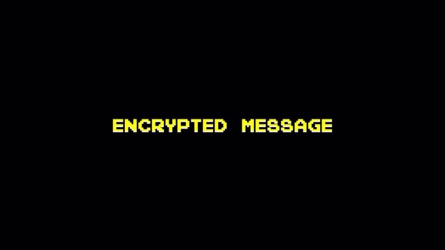Retro 8 Bit Encrypted Message Text Glitch Animation Seamless Loop