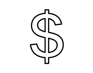 Obraz premium Outlined dollar sign. Simple black contour, isolated on white. Economic concept. Symbol of money and wealth