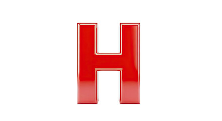 Fototapeta premium Red 3D Letter H on White Background