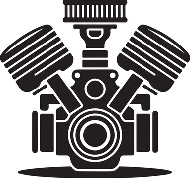 Car engine symbol, stylized vector silhouette of automobile moto