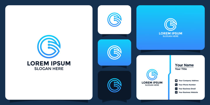 Sleek modern abstract circular G E letter logo design concept, featuring vibrant blue gradient lines, ideal for innovative business branding, technology applications, and corporate identity solutions