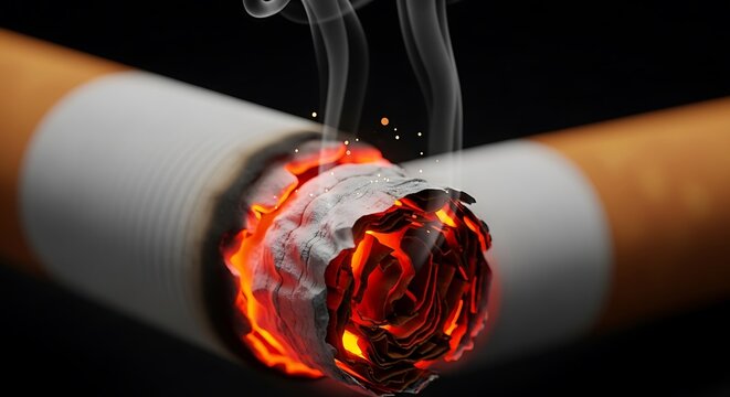 Close-up of burning cigarette smoke.