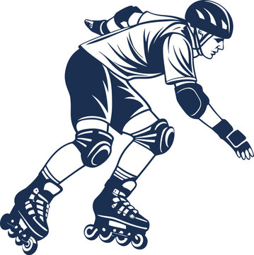 A stylized illustration of a foot wearing a roller skate