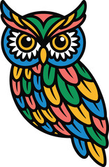 Naklejka premium “Colorful Owl Vector – Vibrant Decorative Bird Illustration”