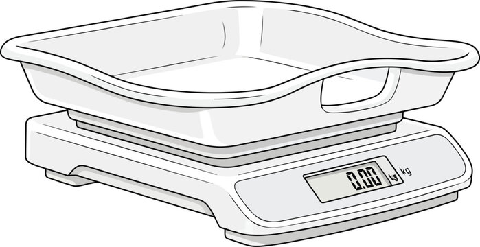Modern digital kitchen scale for accurate food weight measurement and baking preparation vector