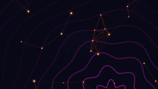An abstract golden Christmas tree with shining stars glows against a dark blue winter night sky in this magical New Year vector illustration
