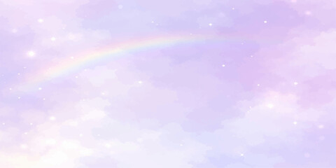 Obraz premium Abstract colorful background featuring soft bokeh lights and bright sunlight filtering through a beautiful blue sky with white clouds for a clear summer day atmosphere