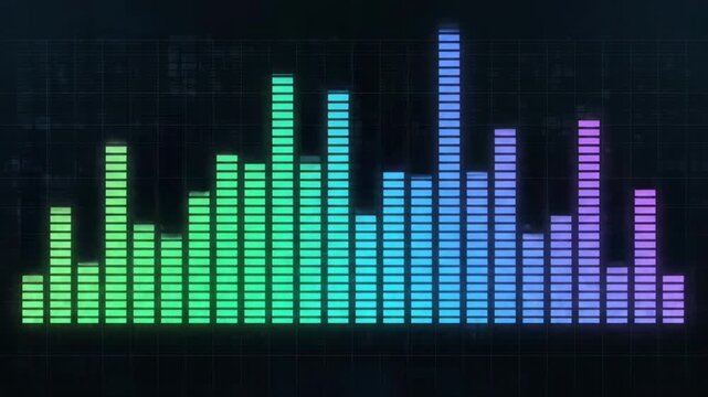 Colorful Sound Waveform Bars on Dark Background.