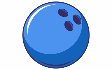 Classic Blue Bowling Ball Isolated on White - A Perfect Strike in Sports, Hobbies, and Leisure Time Activities | Graphic Resource for Entertainment, Competition, and Recreation | Vector Illustration w