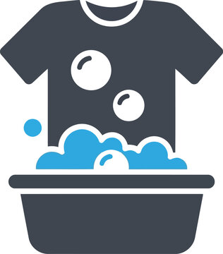 Tshirt laundry washing bathtub bubbles clean clothes freshness hygiene service vector