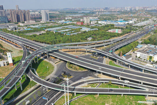 Wuhan Highway Interchange - Aerial View of Modern Transportation Hub